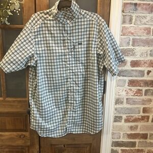 Columbia Omni Shade Shirt Mens Large Green Plaid Button Up‎ Short Sleeve UVP